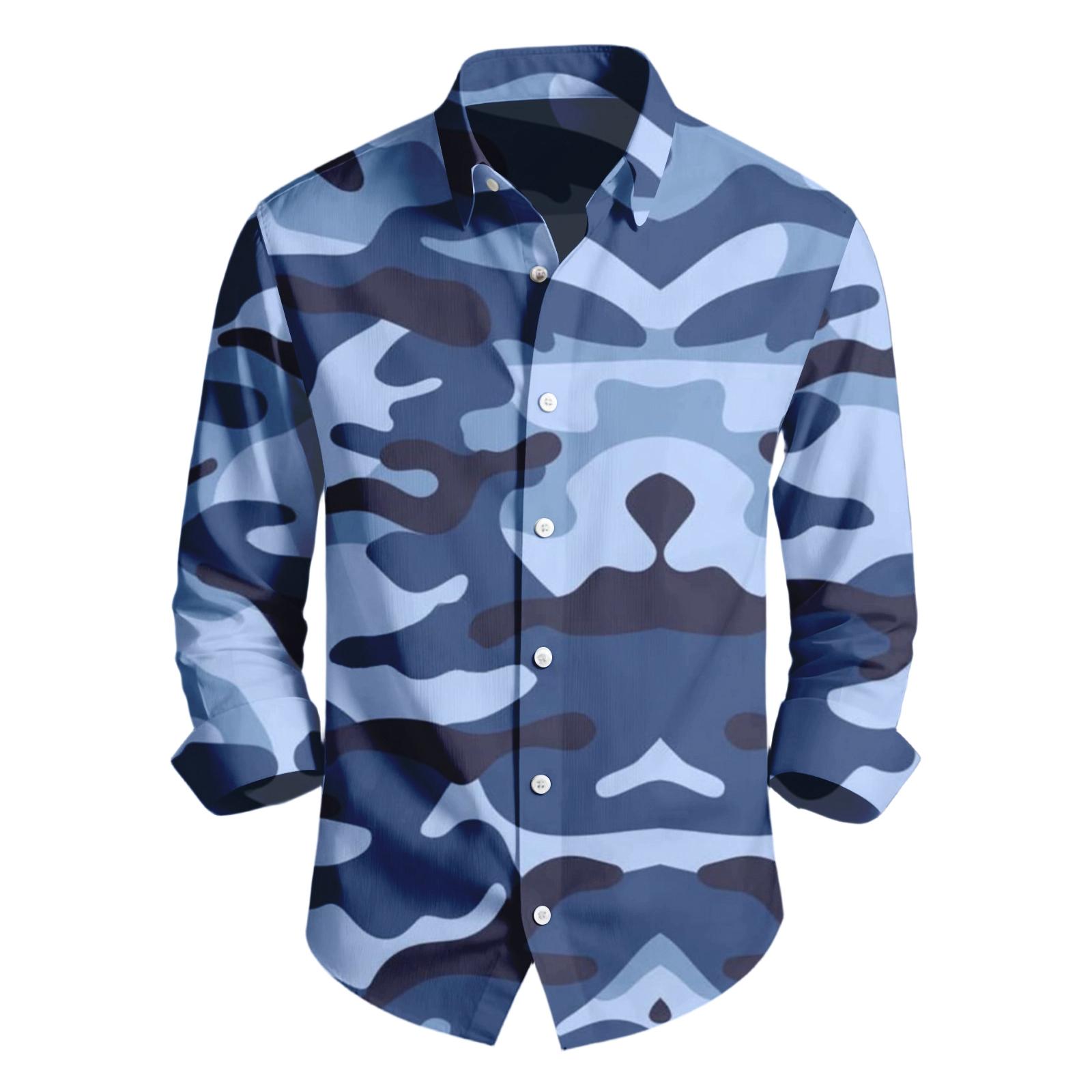 

Чоловіча повсякденна сорочка з довгим рукавом, цифровий друк, чоловіча сорочка на ґудзиках з лацканами, чотиристороння еластична, з довгим рукавом XXXL