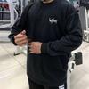 Men's Cotton Long Sleeve Sports T-shirt – Round Neck, Loose Fit, Plus Size, Base Layer for Training