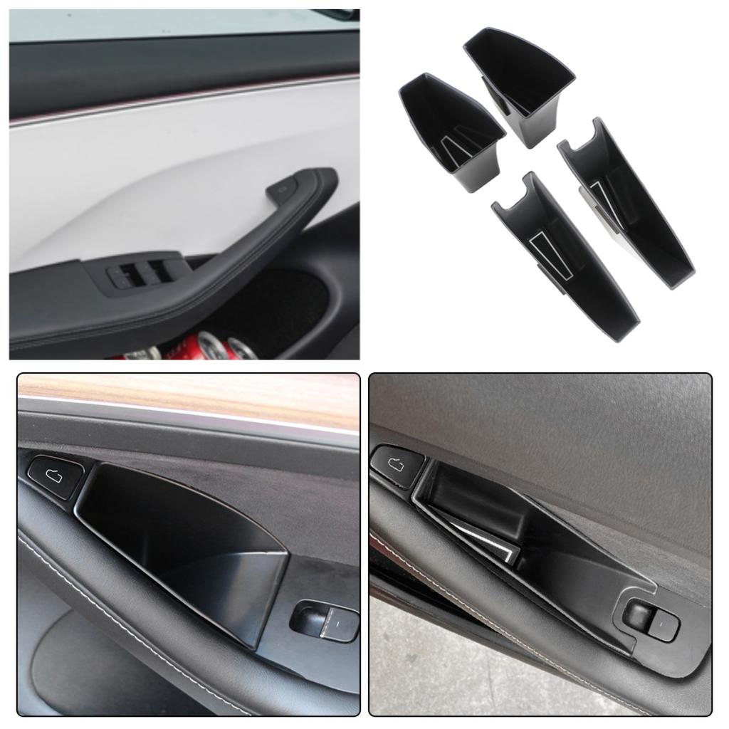For Tesla Model 3 2017-2024 Model Y 2020-2024 Door Handle Storage Box Interior Accessories Inner Handle Organizer Phone Holder