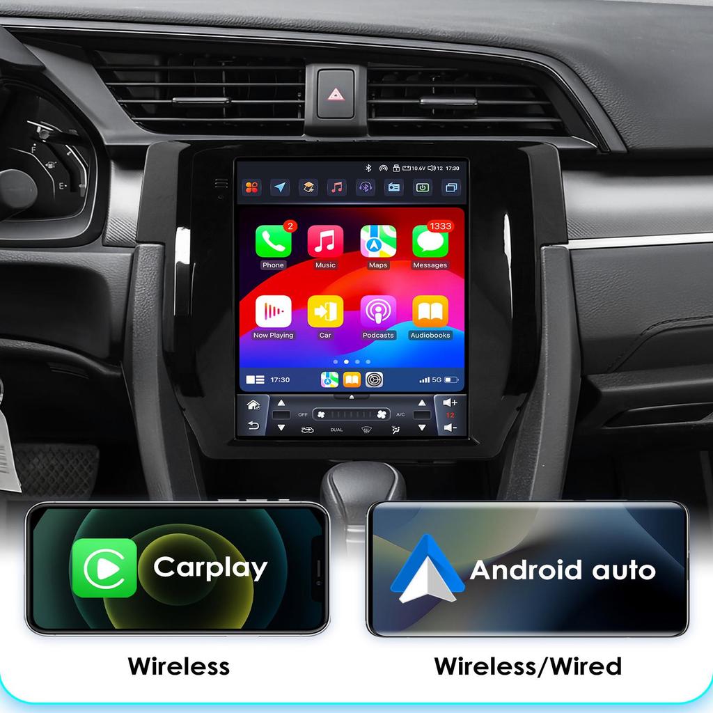Ossuret Android Car Radio for Honda Civic 2015-2020 Multimedia Stereo 9.7inch Vertical Screen Carplay Android Auto Intelligent Screen GPS Stereo RDS