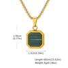 Stainless Steel Square Pendant Necklace Men Long Chain Layered Hip Hop Jewelry Geometric Titanium