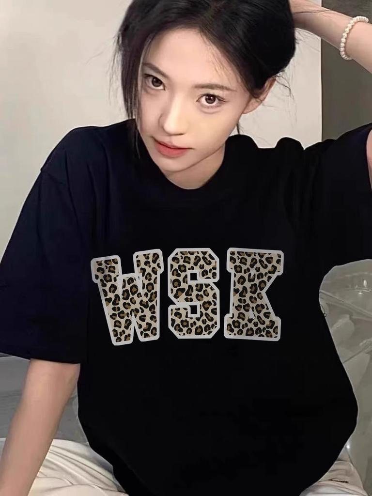 2025 New Women's Plus Size Black Pure Cotton Short-Sleeve T-Shirt - Loose Fit, Straight Shoulder