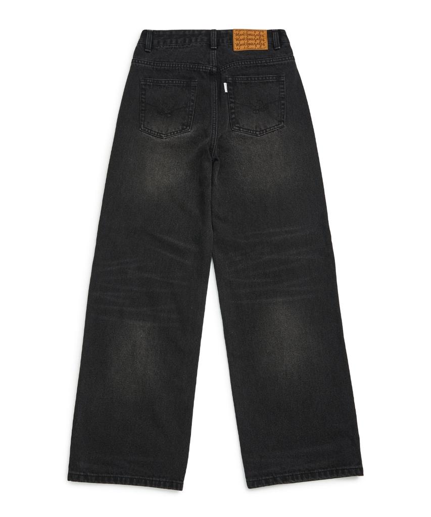 Mark Gonzales Women'S Yellow Washed Wide Denim Pants - Black