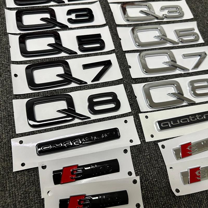 The new ABS letter 3D sticker For 4UYEF Q2 Q3 Q5 Q7 Q8 logo quattro Sline Black Silver general