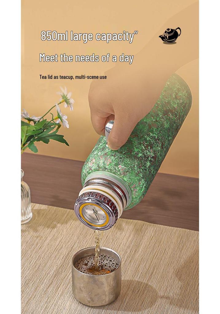 Luxury Titanium Tea Infuser Pot with Temperature Display - Large Capacity Insulated Cup for Business or Office