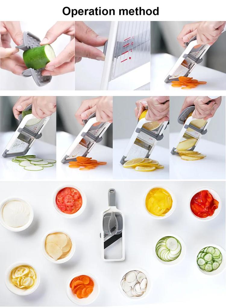 HOT Multi Handheld Mandoline Slicer with Adjustable Stainless Steel Blade Kitchen Veggie Chopper Cheese Grater