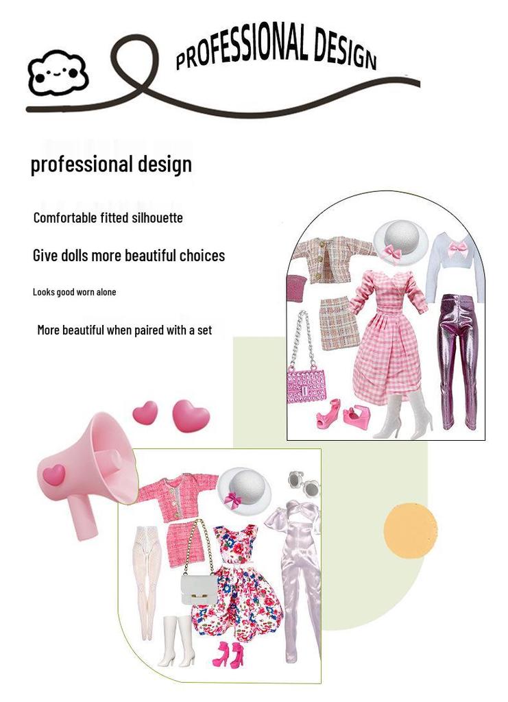 6-Point Fashion Doll Clothes & Handbag Set for 30cm BJD, Barbie, Fairy & Supermodel Dolls.