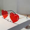 Rimless Heart Shaped Sunglasses Fashion Cute Hollowed Decor Rave Shades Women Trendy Brand Design Vacation Sun Glasses