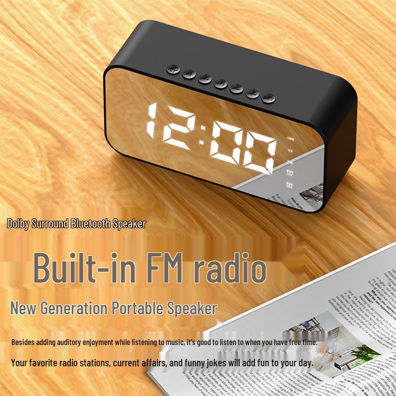 Multifunctional Bluetooth Alarm Clock Speaker with Mirror Display