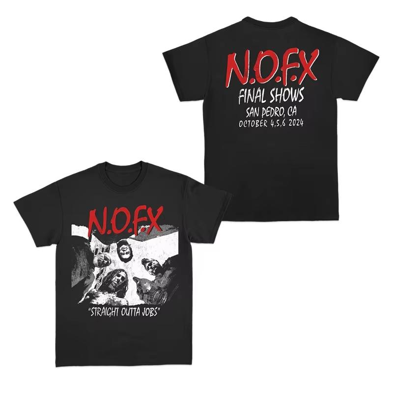 2025 Neues NOFX Punk Band Album Rock Roter Hai Hase Amerikanisches Lockeres Herren- und Damen Kurzarm T-Shirt