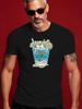 Summer with Tropical & Beach Drink Print - Navy Blue Casual Short Sleeve Tee T-shirt