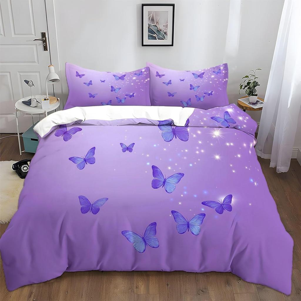Doublesided Duvet Cover Fantasy Art Watercolor Butterfly Microfibre Bedding Sets, Bedding Fantasy Butterfly Duvet Cover Sets