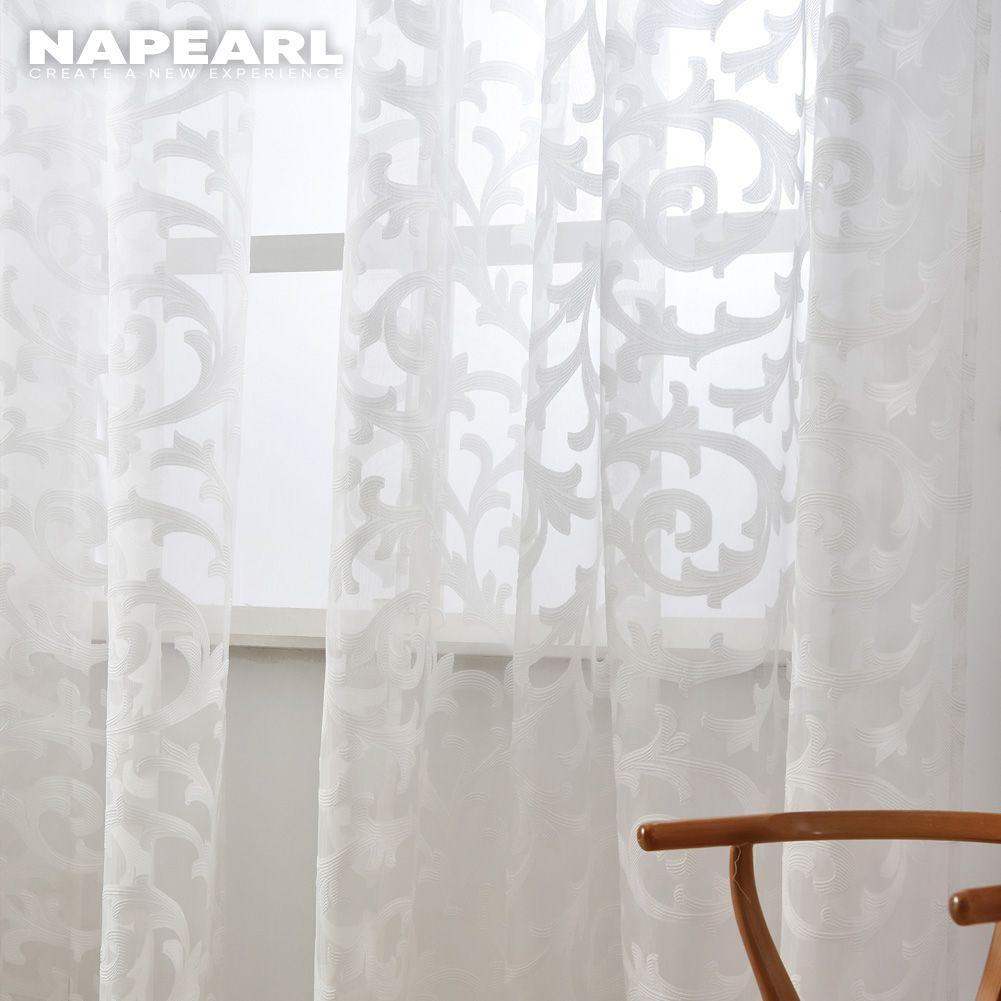 1 Stück NAPEARL Jacquard Durchsichtiger Tüll Fenstervorhang für Wohnzimmer Schlafzimmer Heimdekoration