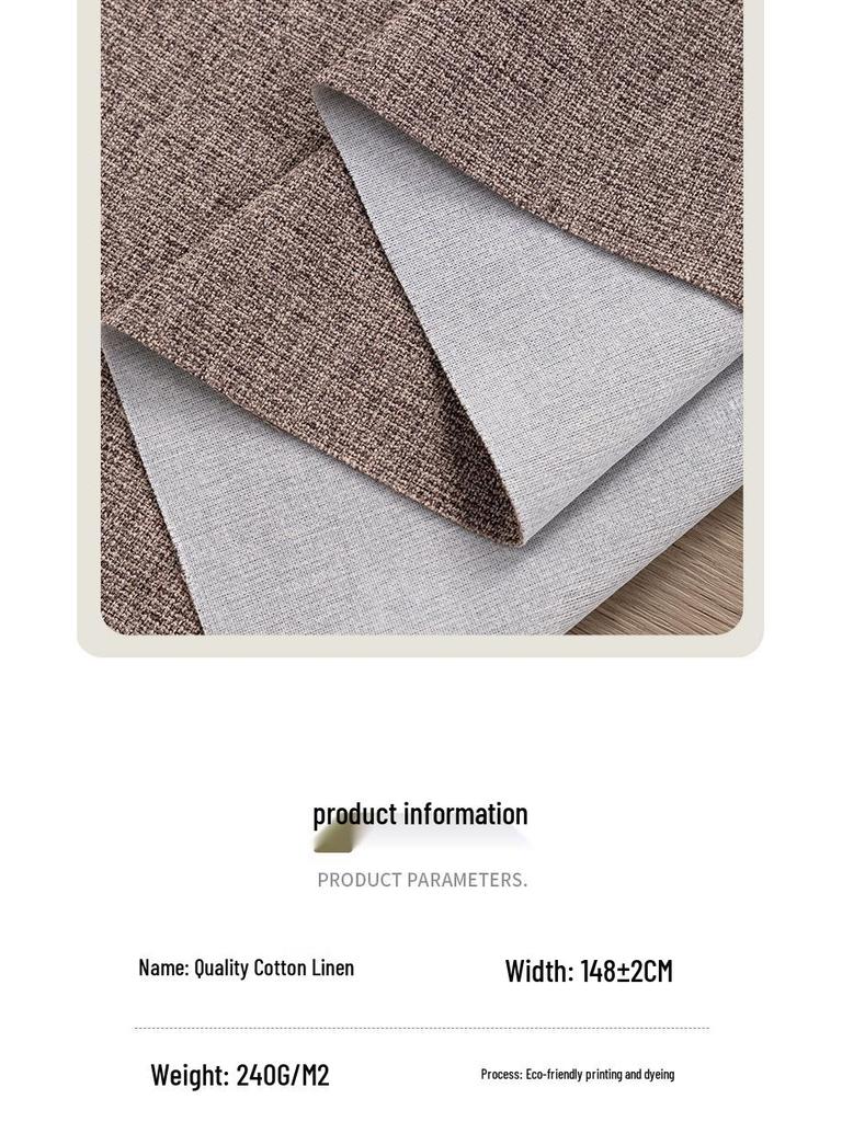 All-Polyester Solid Color Linen-Like Sofa Fabric with Soft Bag Process - Composite Flocking Fine Linen Canvas