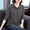 Großformat Basis-T-Shirt Damen Herbst Neuer Stil Locker Vintage Lässig Oberteil mit Kapuzen-Design Einzigartig Langarm