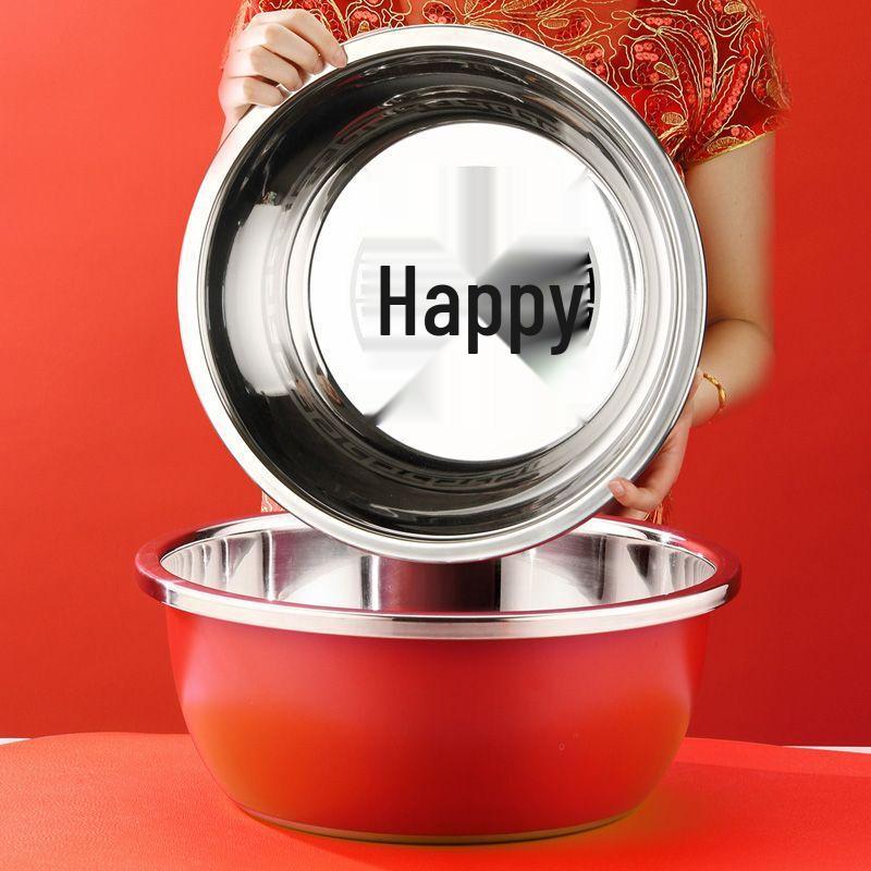 Handun 34cm Red Stainless Steel Wedding Basin Set