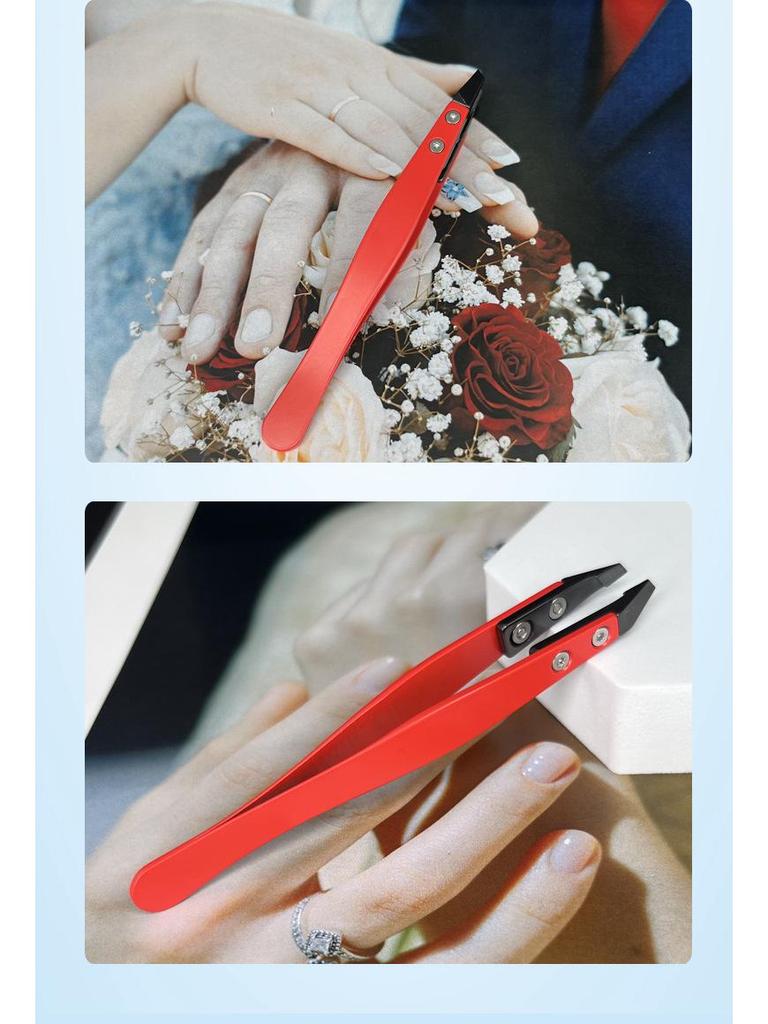 Precision Ceramic & Stainless Steel Angled Tweezers & Comb for Eyebrows & Eyelashes