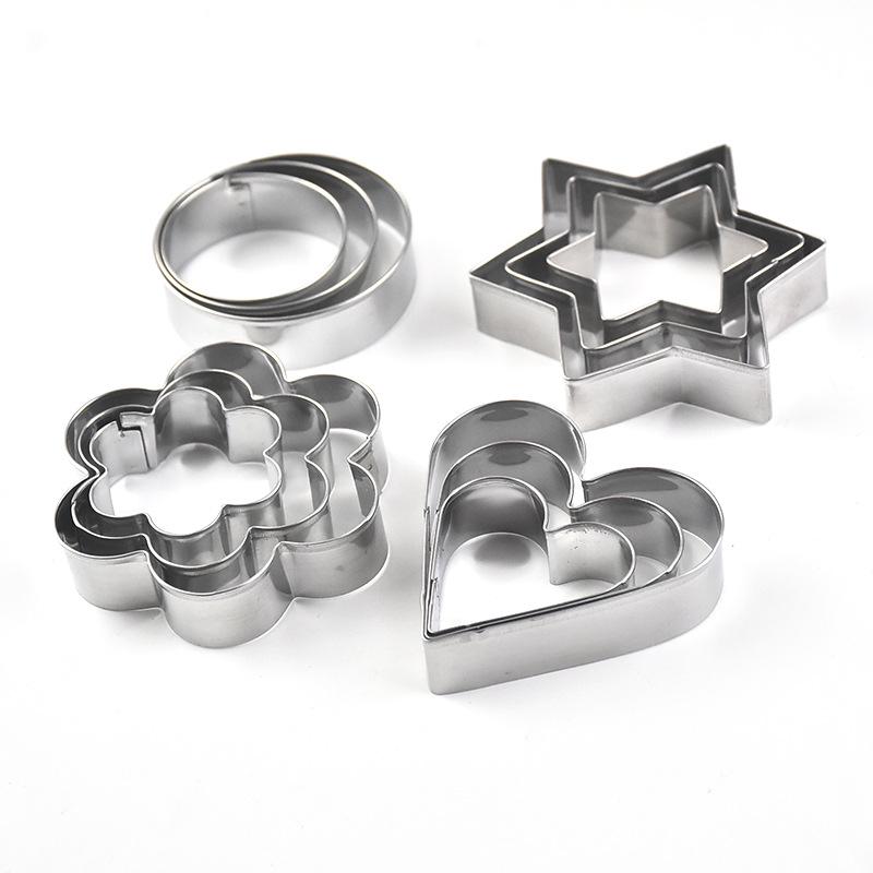 12-Piece Stainless Steel Heart and Plum Blossom Cookie and Pastry Cutter Set