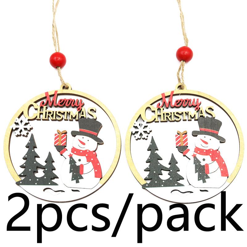 

(2 pcs/pack) 11cm Christmas Wooden Hollow Pendant Christmas Tree Ornament Merry Christmas Pendant DIY Festival Decoration 11cm