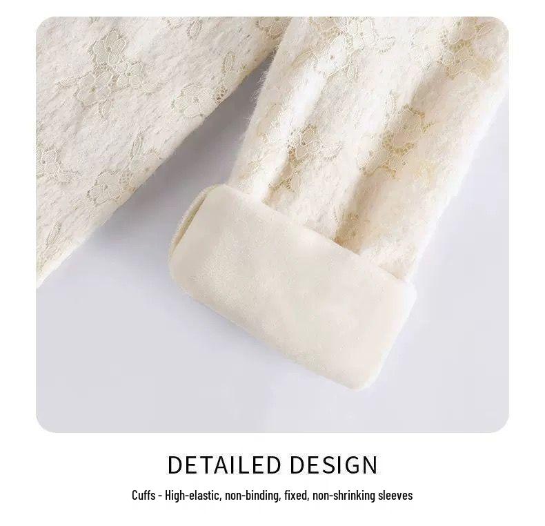 Dámská flanelová košile s vysokým límcem a krajkou - Stylová teplá základní vrstva pro podzim/zimu