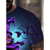 Men's Halloween Pattern Printed T-shirt Sports Short Sleeved Crew Neck T-shirt for Summer Outdoor Fitness Workout Men's Clothing