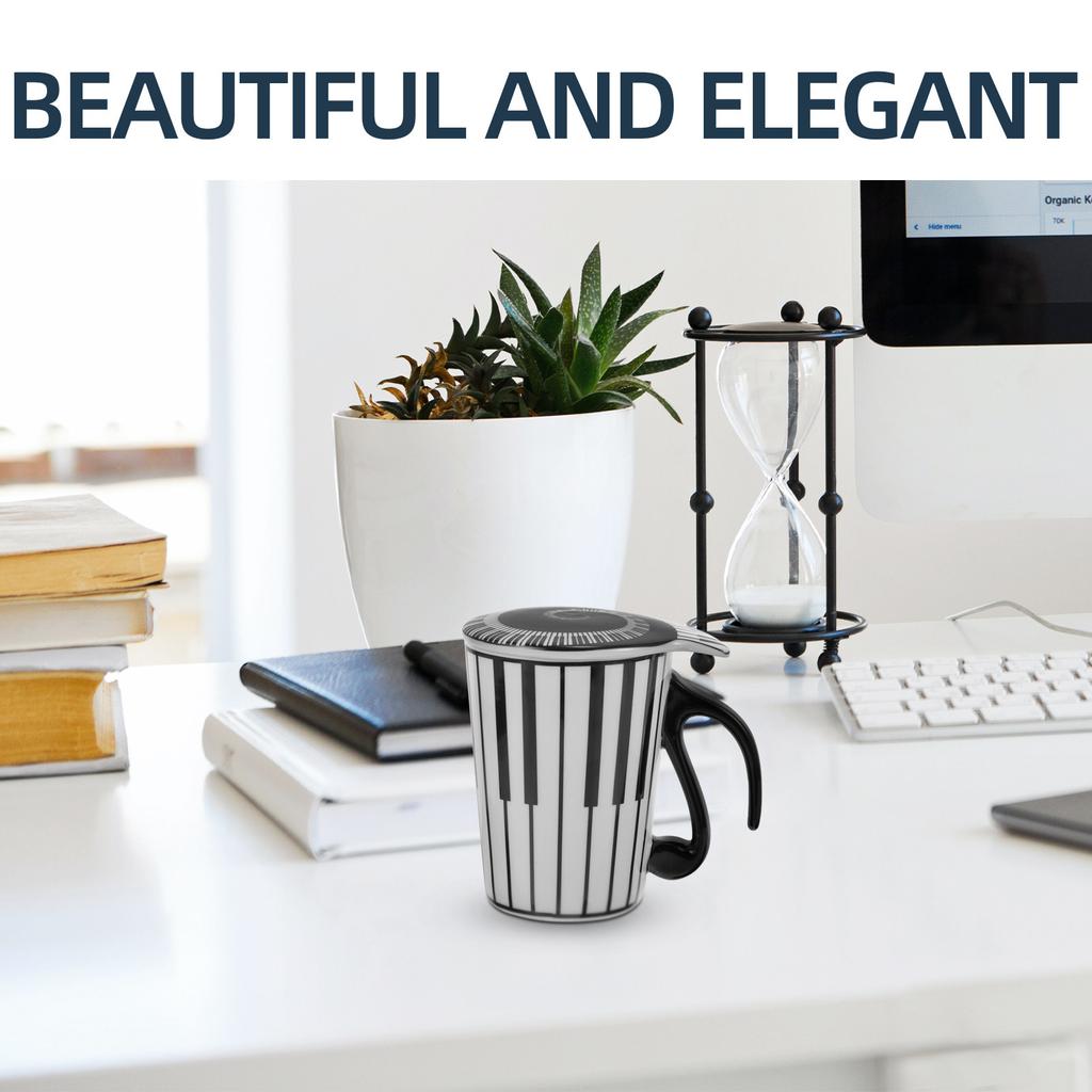 Ceramic Mug Piano Key Design Coffee Cup for Tea Coffee Milk Smooth Rim Safe Drinking Desktop Water Cup Home Gift Idea