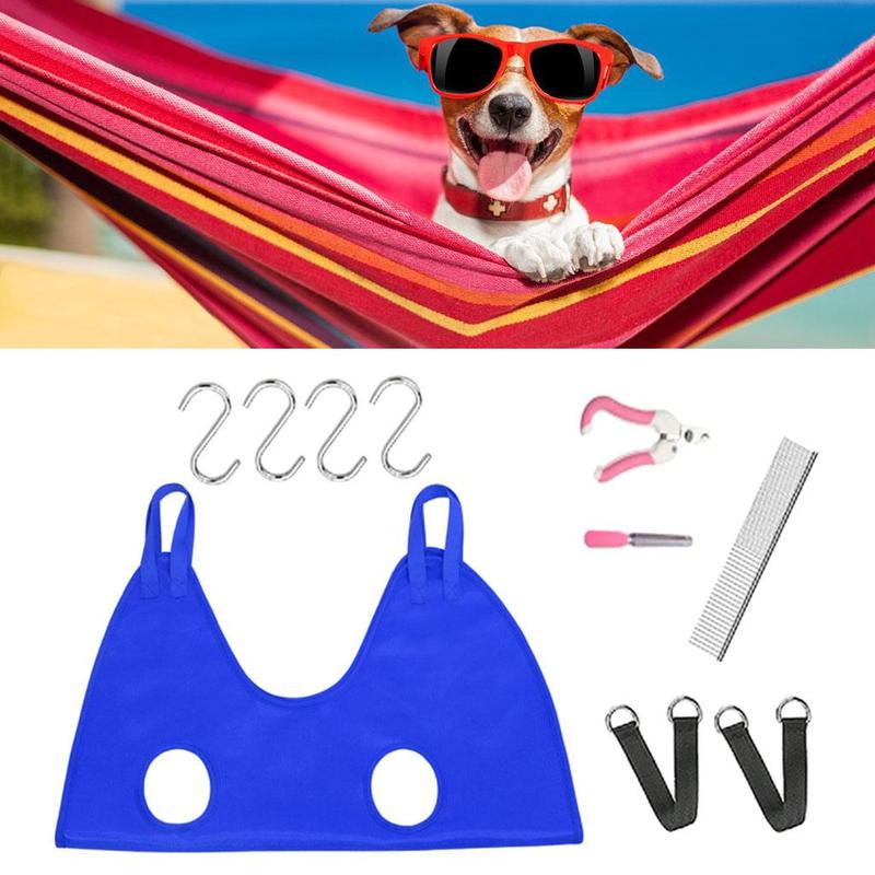 Dog Grooming Hammock Sling for Bathing Nail Trimming Ear Cleaning Pet Restraint Bag with Hooks
