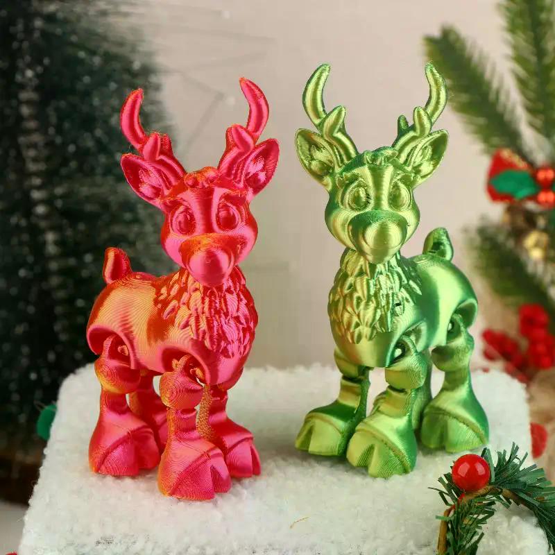 Niedlicher Weihnachtselch Gelenkig Bewegliche Figur Bürodekoration Kindergeschenk 3D Gedrucktes Spielzeug Simulierte Statue Ornamente