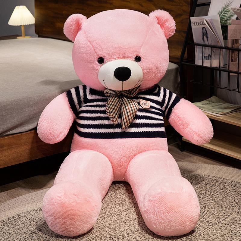 New 100cm Giant Dressed Sweater Bear Bowknot Multiple Color Options Plush Animals Dolls Super Soft Baby Soothing Toys Gift Decor