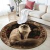 Cat and Vintage Flowers pattern round rug,Carpet Rug for Living Room Bedroom Sofa Playroom Decor,Non-slip Floor Mat,Holiday Gifts and Birthday Gifts.