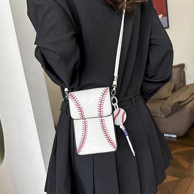 Baseball Printed Shoulder Cell Phone Bag Women Personalized Slanting Across Small Square Bag Fashion Versatile Crossbody Bags