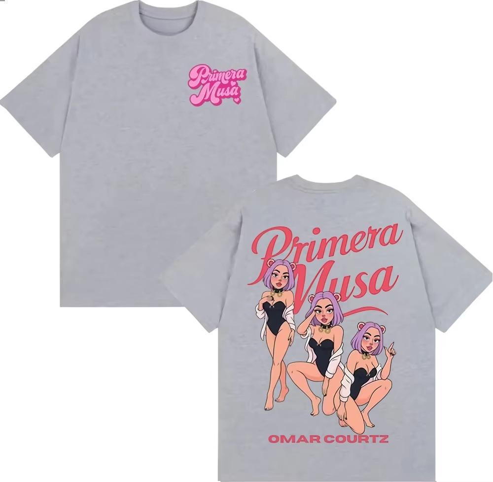 Omar Courtz Primera Musa World Tour 2026 Graphic Tshirt Retro Hiphop Summer Print Pure Cotton Casual Shortsleeved top
