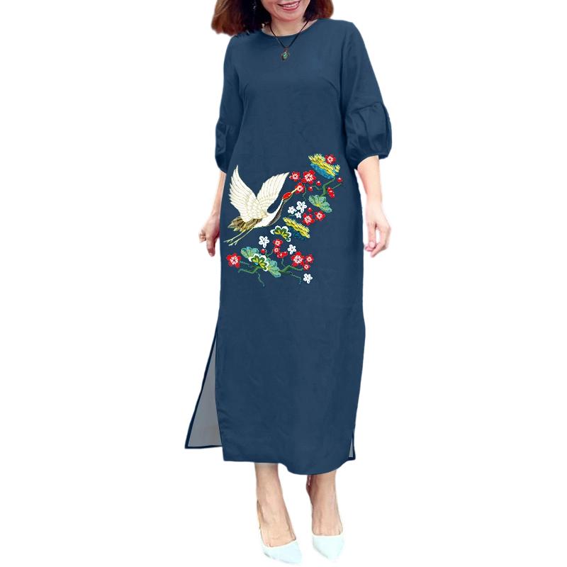 

ZANZEA Женское повседневное платье с круглым вырезом и рукавом 3/4, свободного кроя, с принтом 5XL