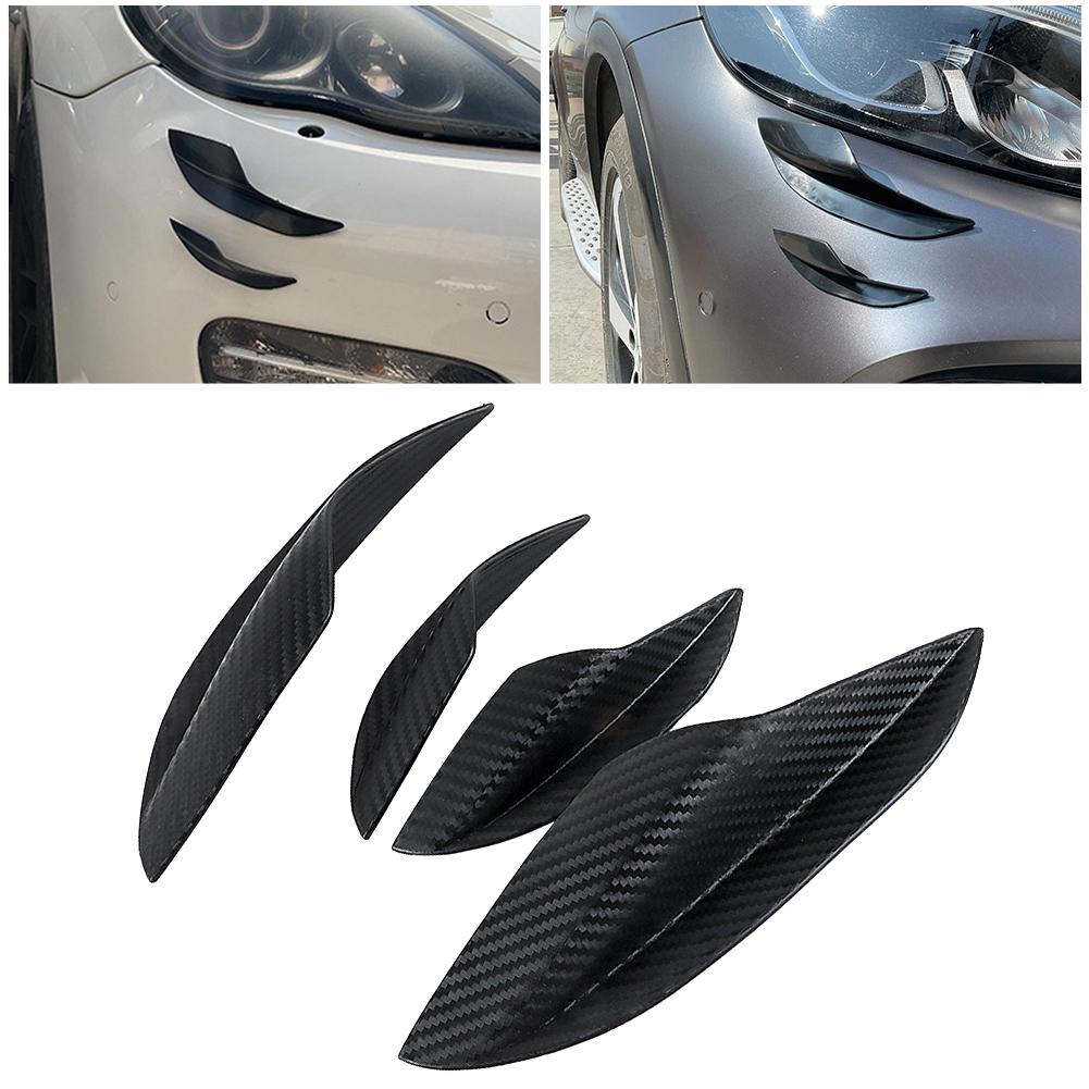 4 bucăți universale din fibră de carbon mașină bara de protecție față buze din cauciuc aripioare pentru stil Spoilers Splitter Canards Valence Sticker decorativ Kit