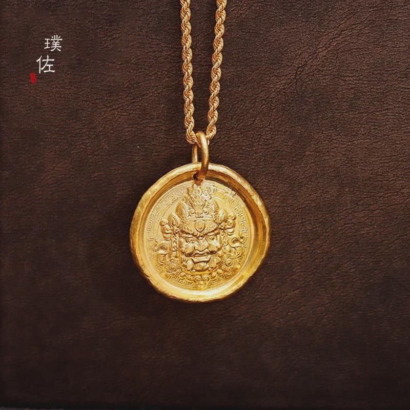 Durable Gold Sand God of Wealth Pendant Necklace for Women