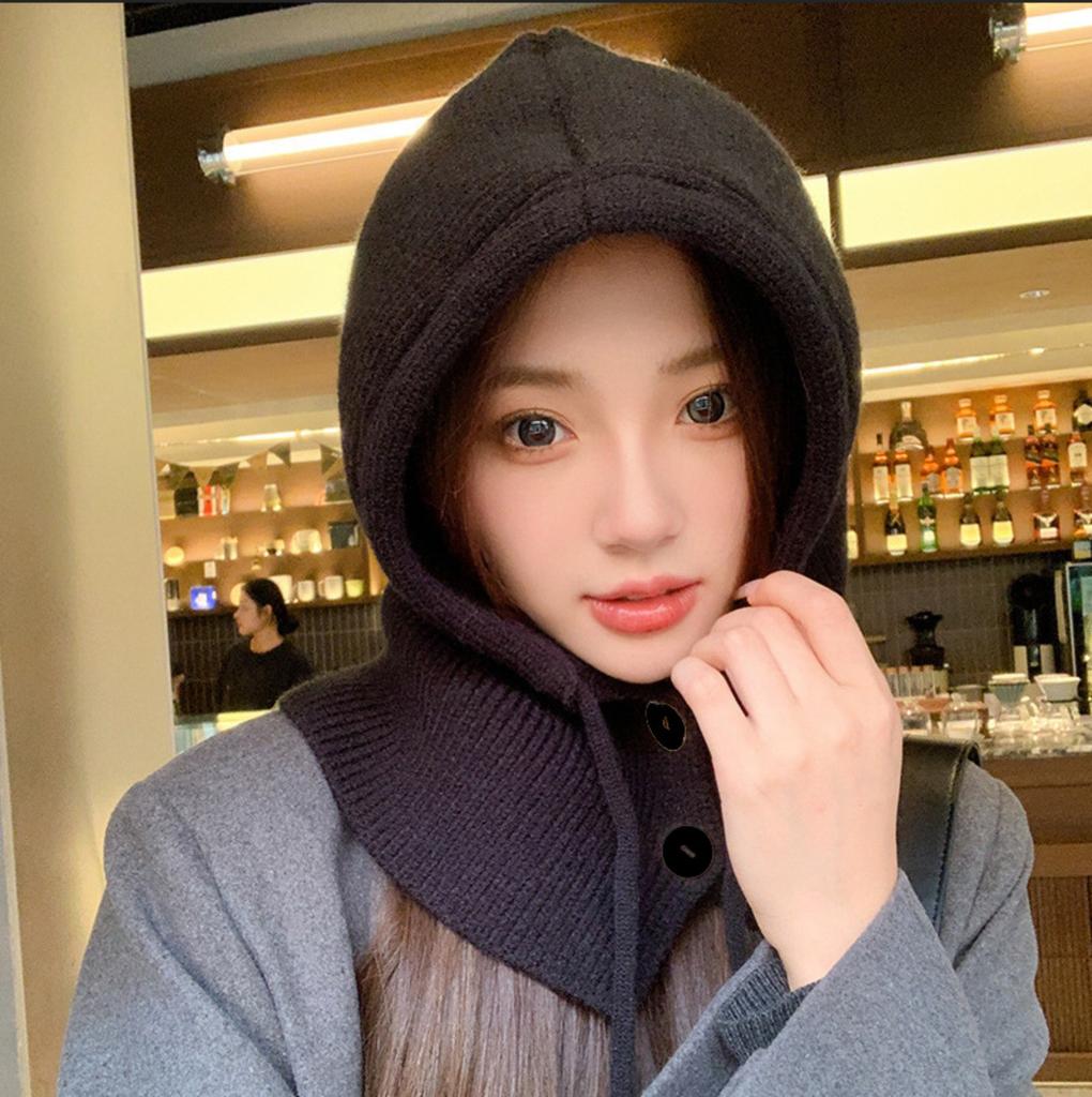 Krafa Hat, And Winter Couple's Fashionable Warm Hat, Neck Warmer Integrated Knitted Wool Hat With Ear Flaps.