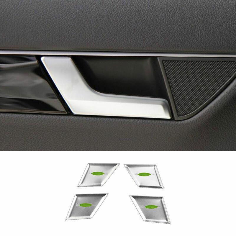 Silver Titanium Inner Door Bowl Sticker Trim 4X Fit For Benz C-Class 2007-2014