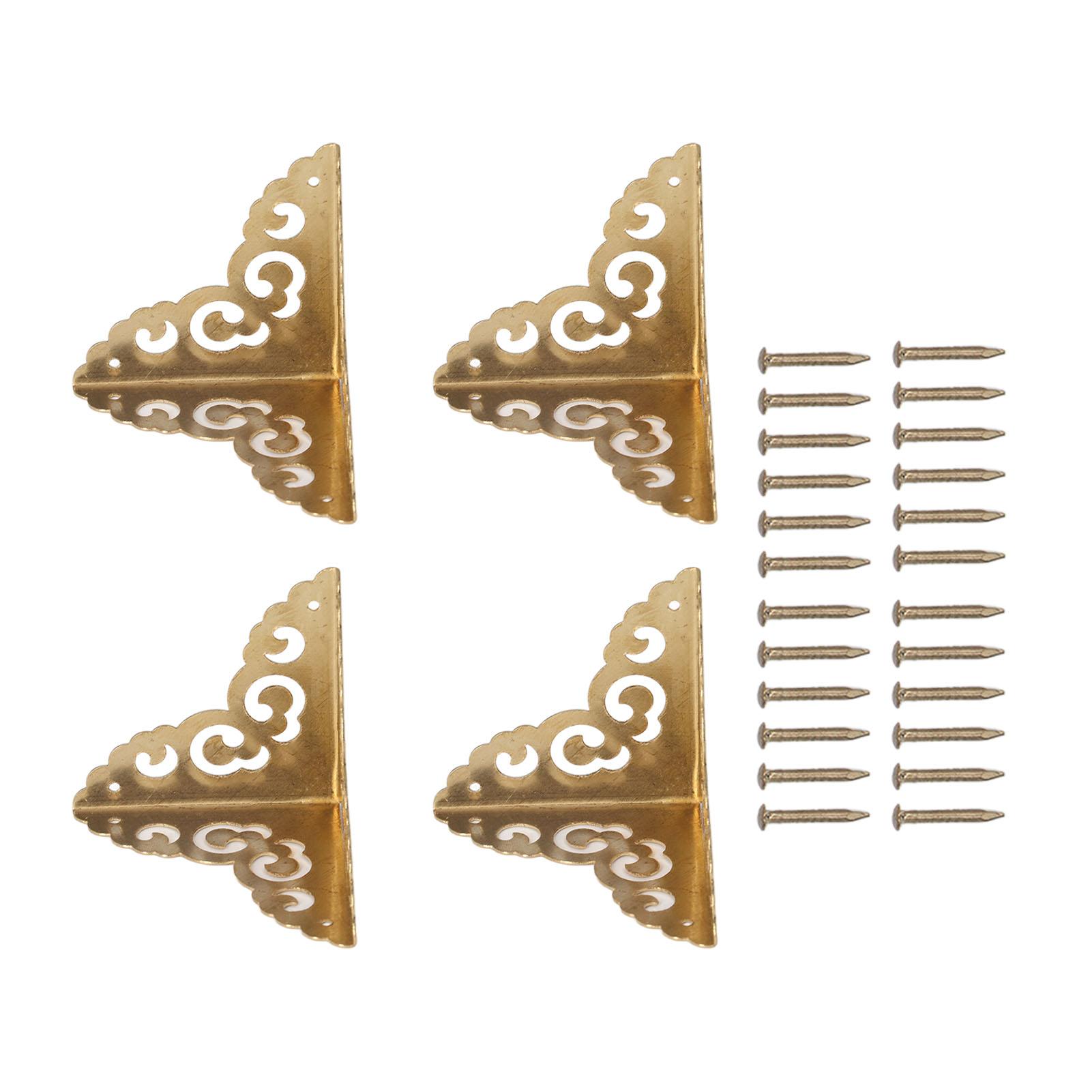 

4 шт. латунных уголка для шкатулки для украшений в стиле ретро с облаком тотемом, длина стороны 5 см, высокопрочный уголок для шкатулки