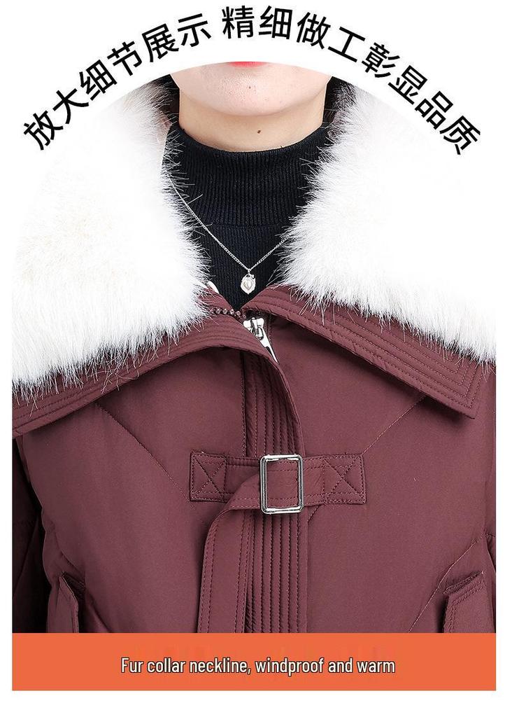 Stylish Winter Jacket with Large Fur Collar for Young Mothers and Older Women - 2025 Cotton Padded Outerwear