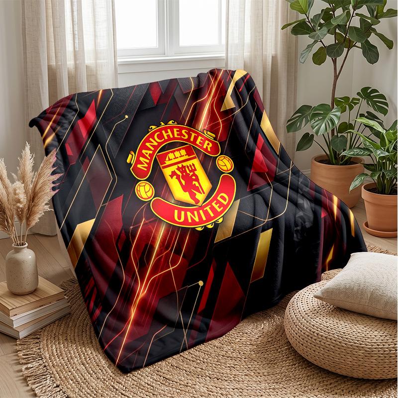 Manchester United Theme Blanket Soft Flannel Blanket Plush Throw Blanket Cozy Sofa Bed Blanket for Home Decor