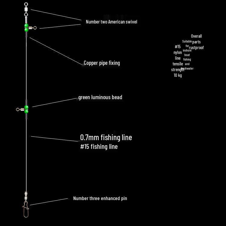 Luminous Swivel Leader Set with Bead Hook Rig for Sea Fishing