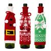 3Piece Festival Snowflake Knits Wine Bottle Sleeves Wine Bottle Cover For Christmas Celebration Festival Wine Dress