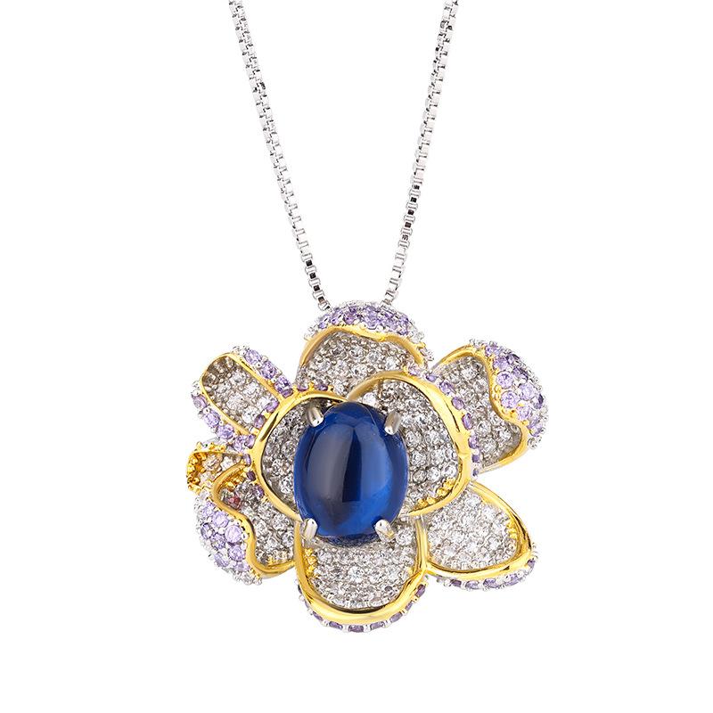Autumn and winter new ring necklace sapphire high sense atmosphere versatile rose fashion commuter women's