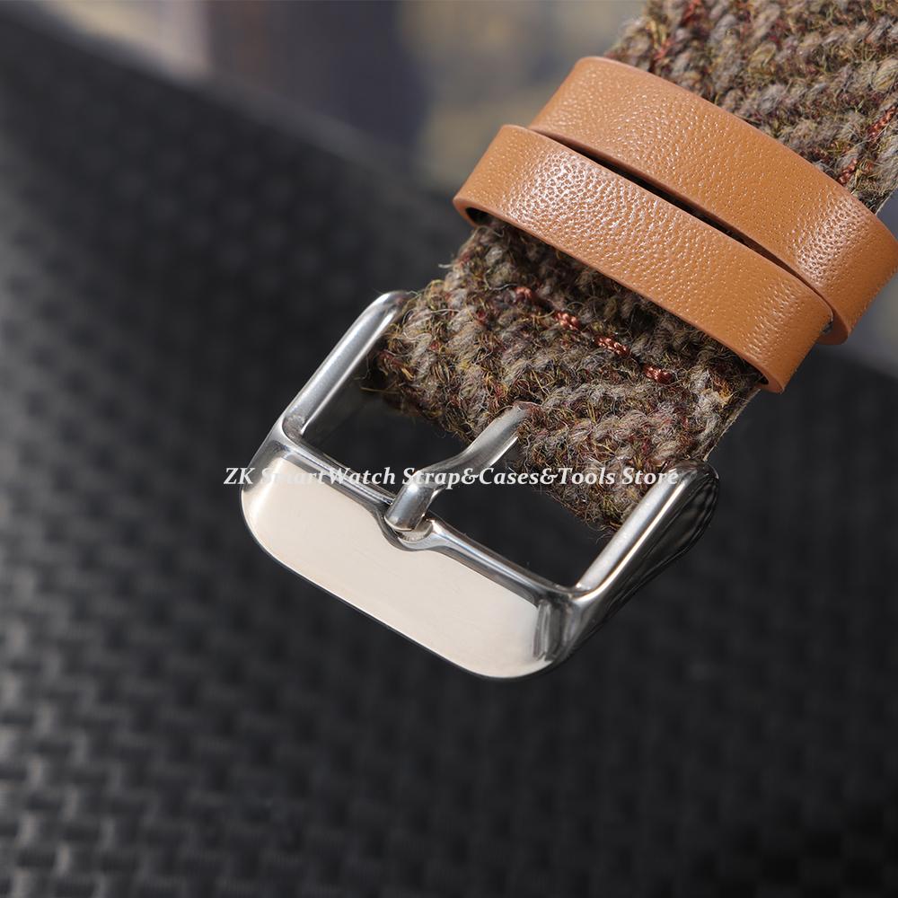 Vintage Nylon Leather Watch Strap 18mm 20mm 22mm Quick Release Watchband for F-91w Bracelet Brown Knitted Woolen Wristband Belt