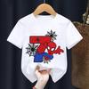Spiderman Cartoon T-shirt for Kids Cute Birthday Number Printed Short Sleeve Summer Top for Boys And Girls