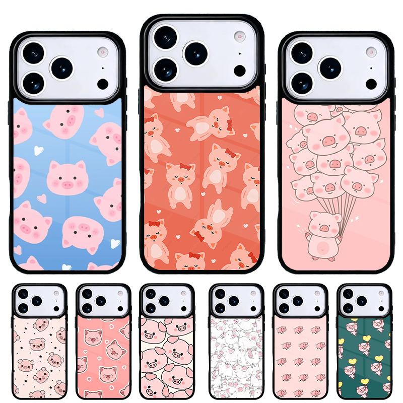 Pig Cute Phone Case for iPhone 17 Air 16e 15 14 13 Pro Max Back Cover for 12 11 Pro Coque
