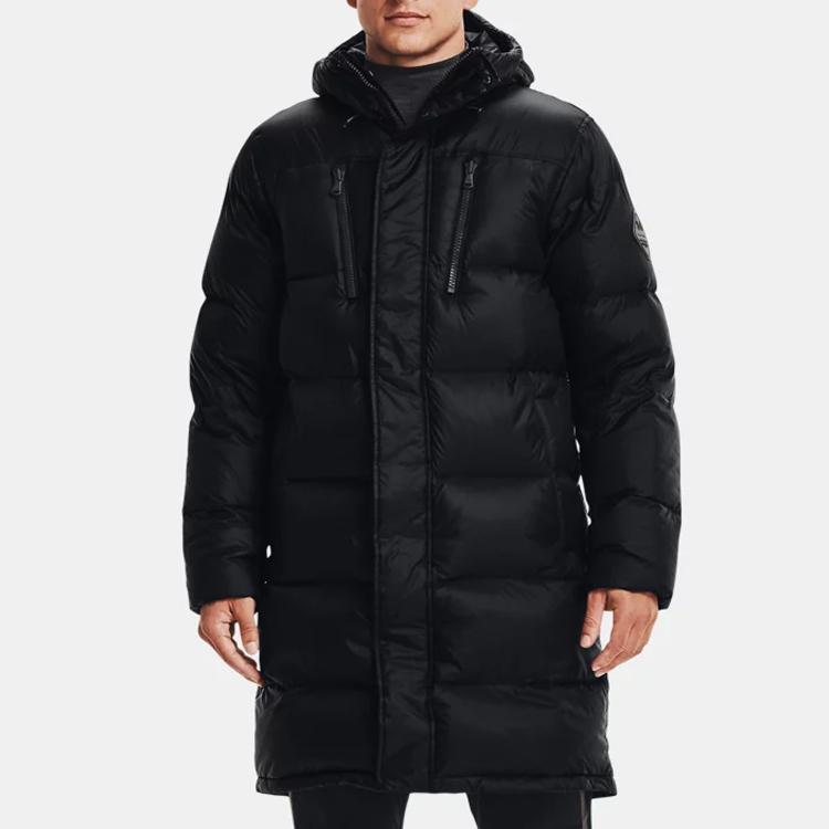Under Armour Coldgear Infrared Waterproof Warm Mid-Length Hooded Down Jacket Men Outerwear Black 1364894-001