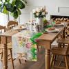 Easter Bunny Eggs Floral Grass Linen Table Runner Party Decor Spring Colorful Flowers Butterfly Table Runners Easter Decorations