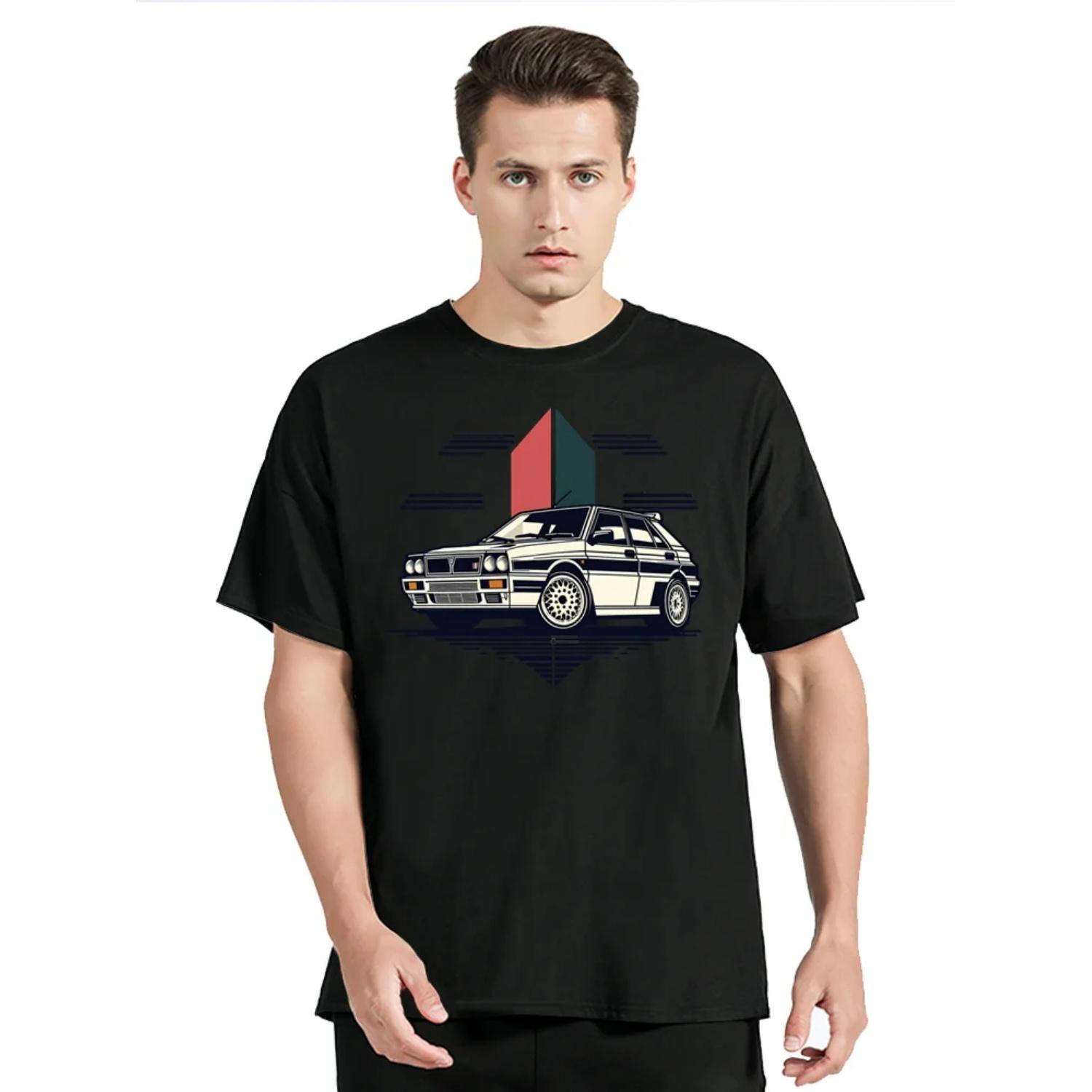 

New T-Shirt Men s Clothing Casual Hip Hop T Shirt Integrale Rally Car Funny Printed Tshirt Casual O-neck Cotton T Shirt XXXXXL чорний