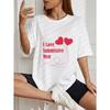 Weißes Oversized-T-Shirt mit dem Aufdruck „I Love Submissive Men“ und roten Herzen für Freizeitkleidung und Alltagsoutfits